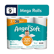 Angel Soft Toilet Paper 9 Mega Rolls pack product image